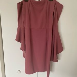 Coral/Purble Midi Pencil dress with sleeves
